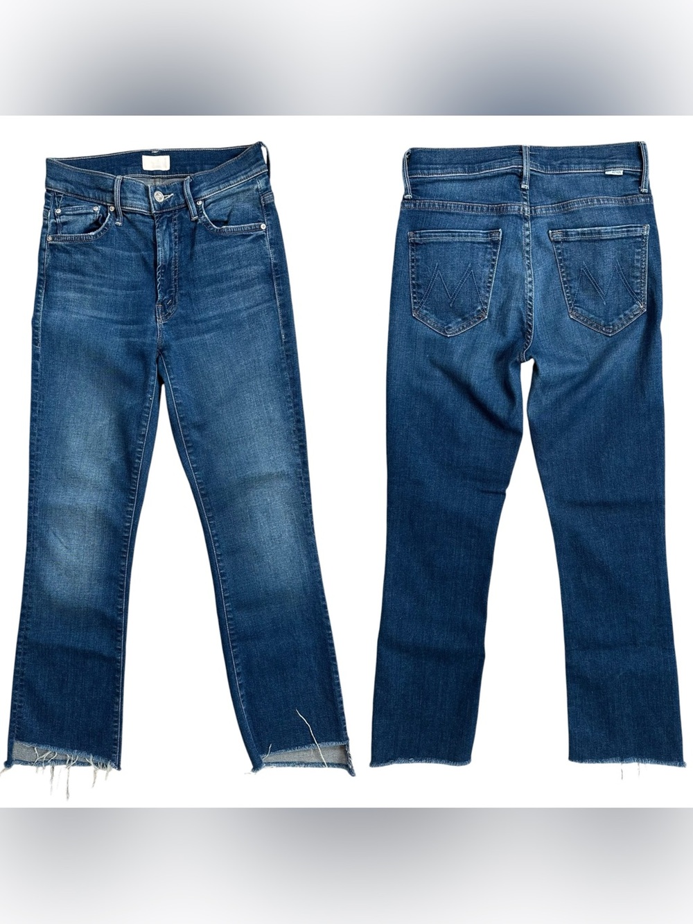 MOTHER Denim The Insider Crop Step Fray Raw Hem Mid Rise Zip Fly Jeans Size 24
